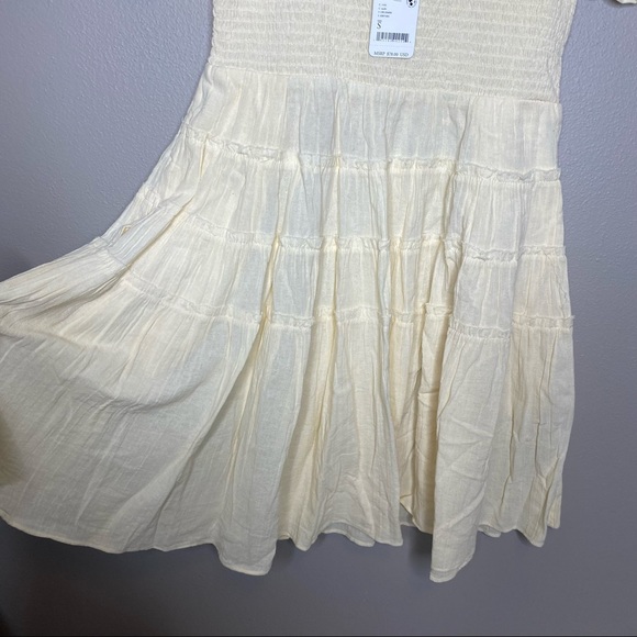 NEW NWT Free People Happy With You Mini Dress Tiered Smocked Ivory Summer Dress - Picture 9 of 15